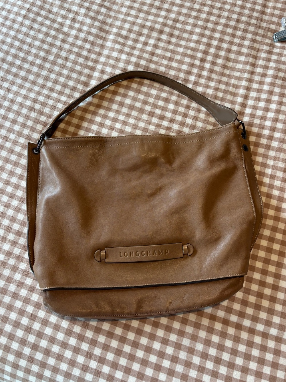 Longchamp 3D Leather Hobo Bag Brown Authentic Shoulder Bag Chic Designer Luxury